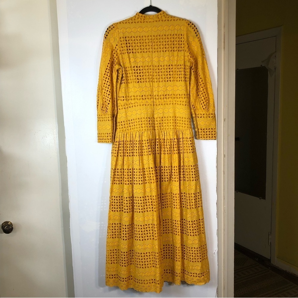 EYELET BRODERIE EMBROIDERY BUTTON MAXI TEA DRESS - Picture 11 of 14